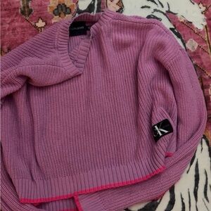 Calvin Klein Women's Purple V-Neck Sweater